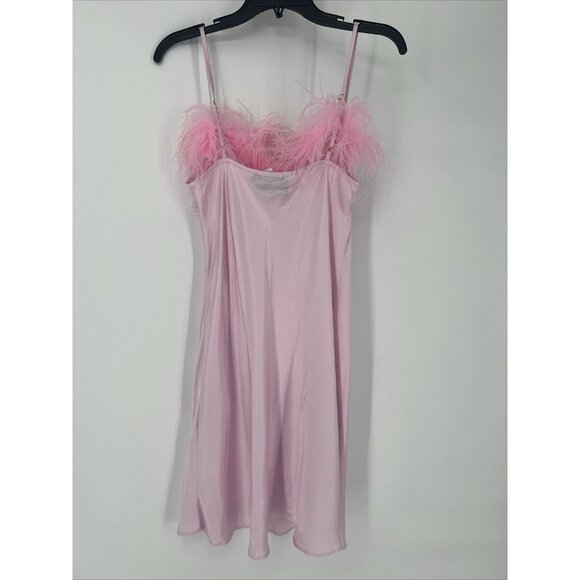 Sleeper Pink Feather-Trim Mini Dress - Picture 7 of 10